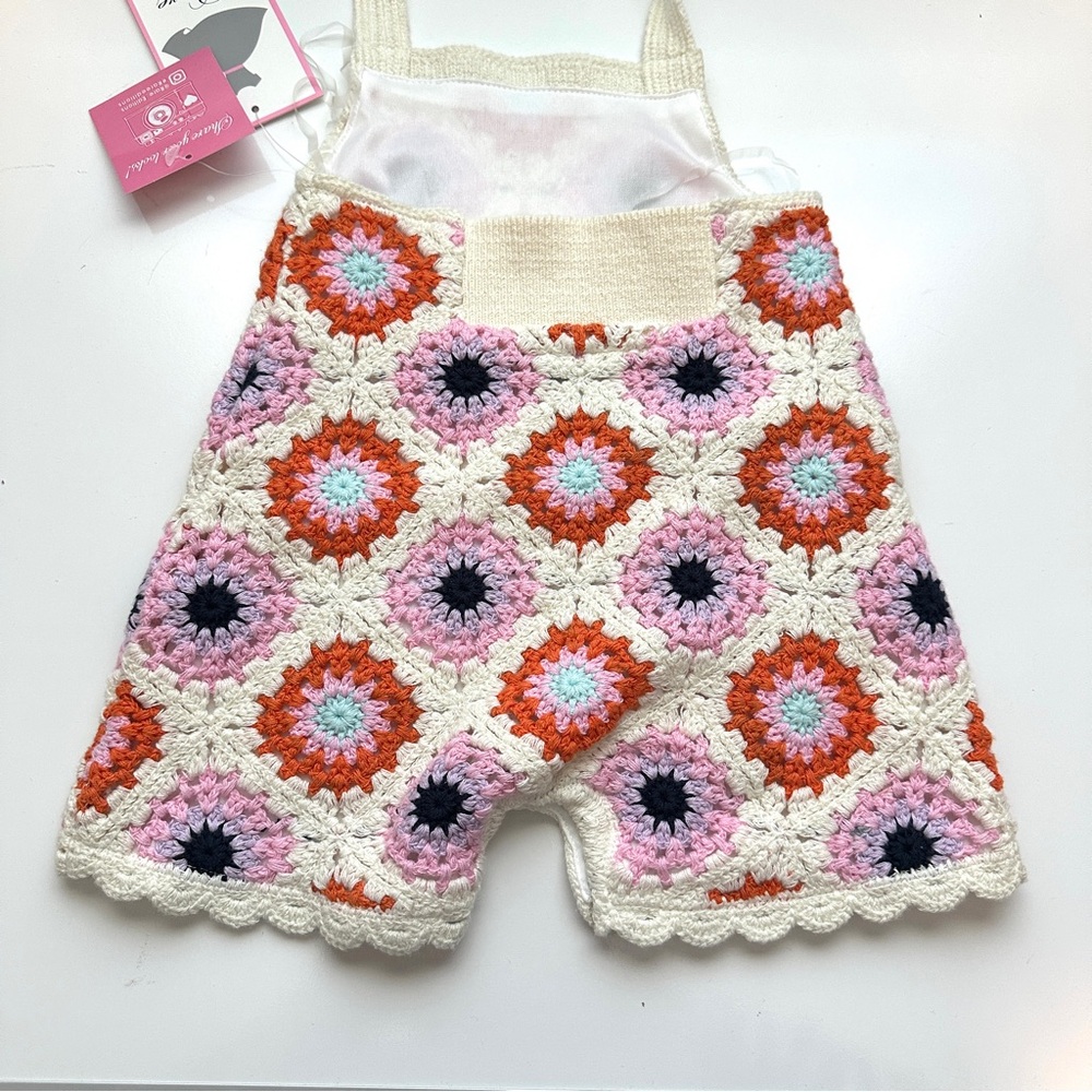 Rare Editions Crochet Colorful Knit Retro  Romper 1 Piece NWT Size 6-9 months - Picture 6 of 9